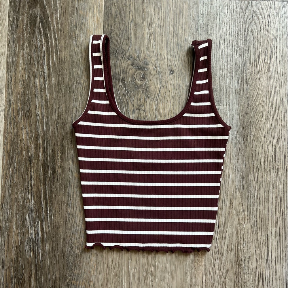 Liz & Sara striped ribbed cropped tank